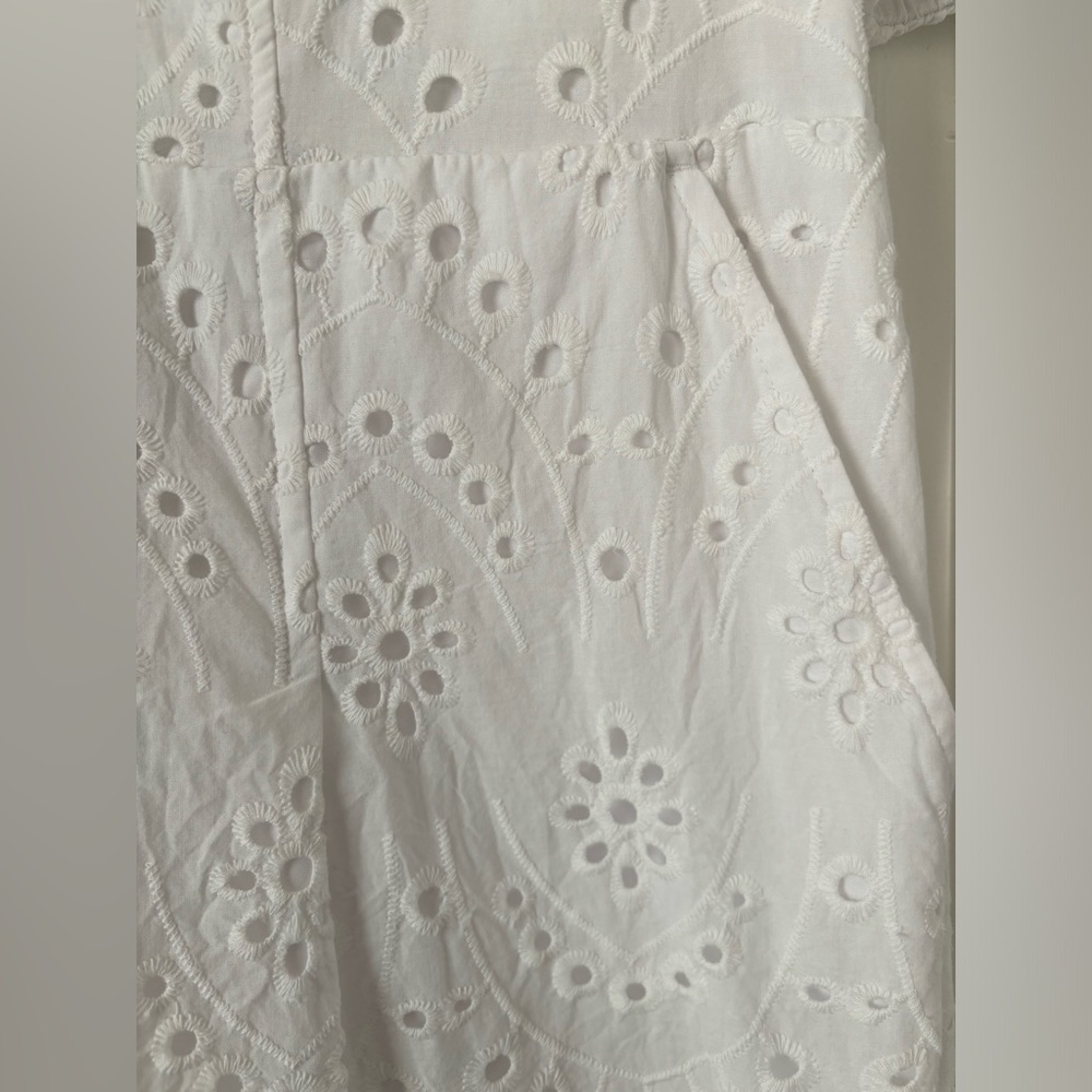Express Eyelet Lace Puff Sleeve Romper White Size Large - Picture 3 of 14